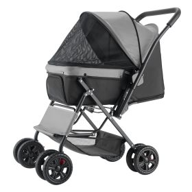 4-Wheel Foldable Pet Stroller with Reversible Handle – Heavy-Duty 44 lbs Capacity Dog & Cat Cart with Mesh Windows 4-Wheel Foldable Pet Stroller with Reversible Handle – Heavy-Duty 44 lbs Capacity Dog & Cat Cart with Mesh Windows